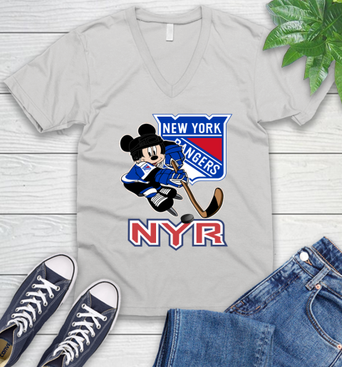NHL New York Rangers Mickey Mouse Disney Hockey T Shirt V-Neck T-Shirt