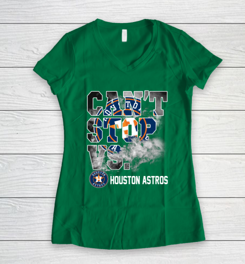 MLB Houston Astros Baseball Can't Stop Vs Houston Astros Women's V-Neck T-Shirt 3
