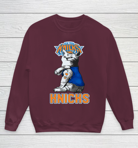 NBA Basketball My Cat Loves New York Knicks Youth Sweatshirt 4