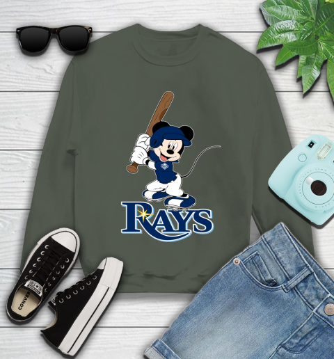 MLB Baseball Tampa Bay Rays Cheerful Mickey Mouse Shirt Youth Sweatshirt 9