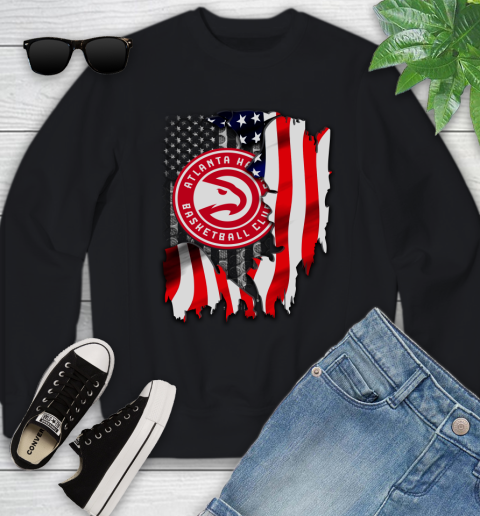 Atlanta Hawks NBA Basketball American Flag Youth Sweatshirt