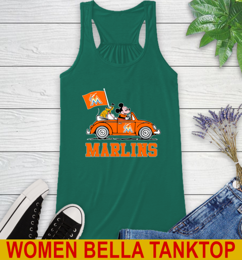 MLB Baseball Miami Marlins Pluto Mickey Driving Disney Shirt Racerback Tank 7
