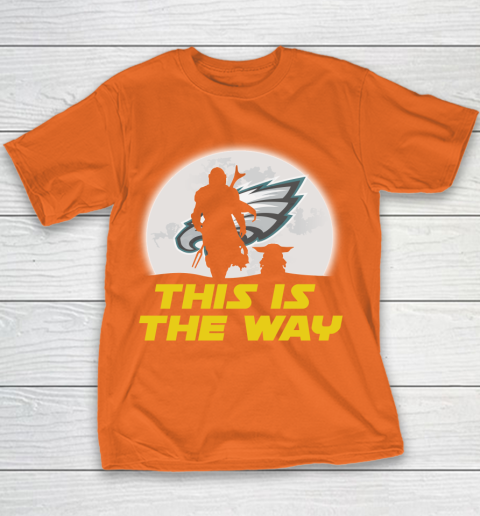 Philadelphia Eagles NFL Football Star Wars Yoda And Mandalorian This Is The Way Youth T-Shirt 4