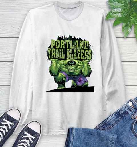 Portland Trail Blazers NBA Basketball Incredible Hulk Marvel Avengers Sports Long Sleeve T-Shirt