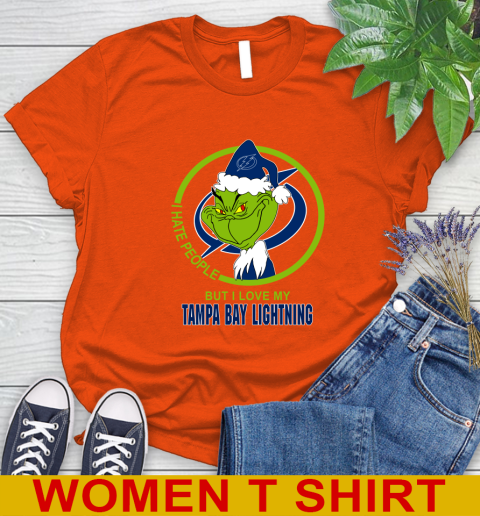 Tampa Bay Lightning NHL Christmas Grinch I Hate People But I Love My Favorite Hockey Team Women's T-Shirt 4