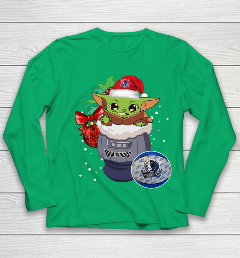 Dallas Mavericks Christmas Baby Yoda Star Wars Funny Happy NBA Youth Long Sleeve 6