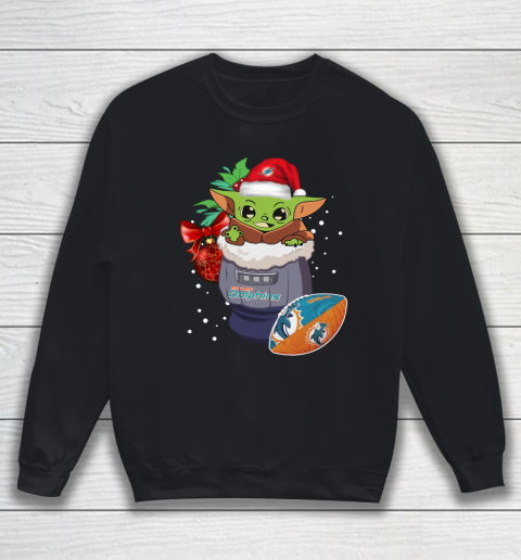 Miami Dolphins Christmas Baby Yoda Star Wars Funny Happy NFL Sweatshirt