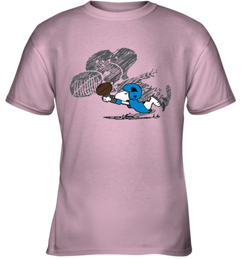 Carolina Panthers Snoopy Plays The Football Game Youth T-Shirt