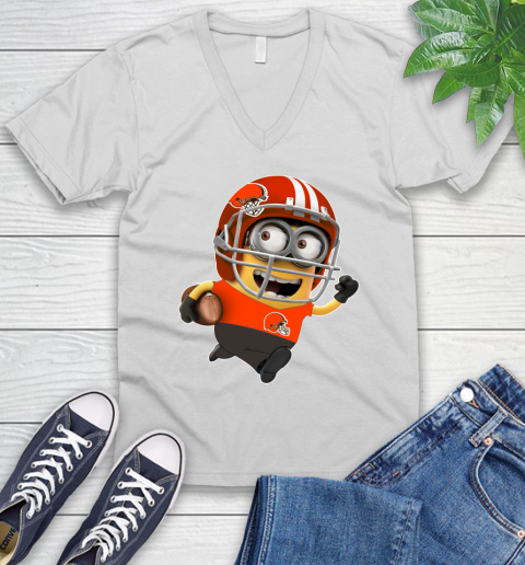 NFL Cleveland Browns Minions Disney Football Sports V-Neck T-Shirt
