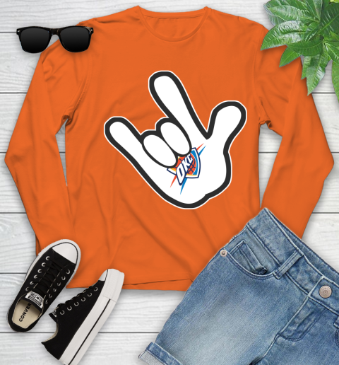 Oklahoma City Thunder NBA Basketball Mickey Rock Hand Disney Youth Long Sleeve 4