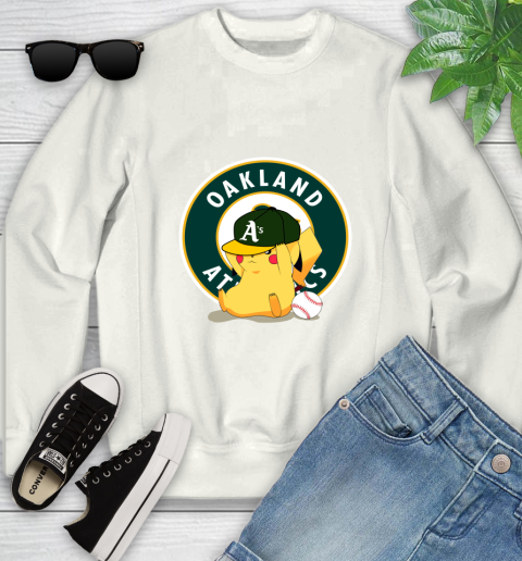 MLB Pikachu Baseball Sports Oakland Athletics Youth Sweatshirt