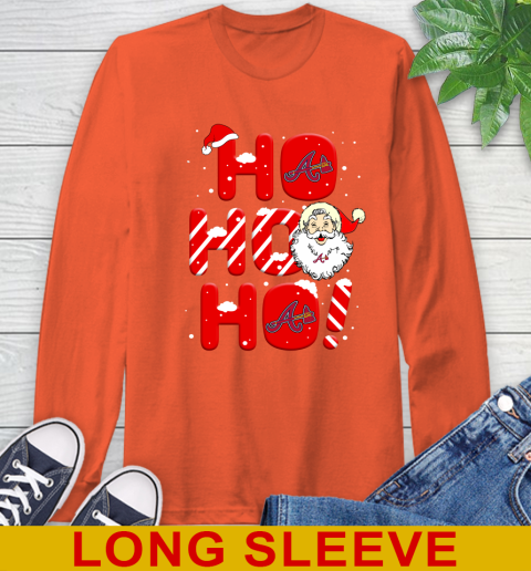 Atlanta Braves MLB Baseball Ho Ho Ho Santa Claus Merry Christmas Shirt Long Sleeve T-Shirt 16