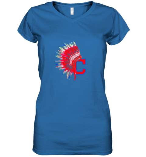 rzwm new cleveland hometown indian tribe vintage for baseball fans awesome women v neck t shirt 39 front royal