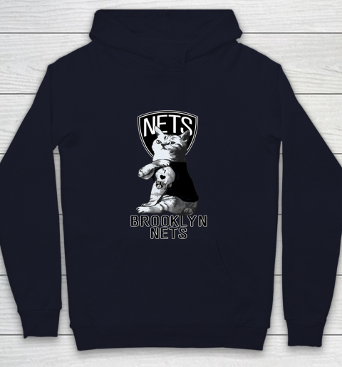 NBA Basketball My Cat Loves Brooklyn Nets Youth Hoodie 2