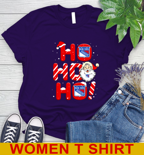 New York Rangers NHL Hockey Ho Ho Ho Santa Claus Merry Christmas Shirt Women's T-Shirt 4