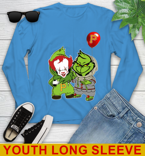Baby Pennywise Grinch Christmas MLB Baseball Pittsburgh Pirates Youth Long Sleeve 8