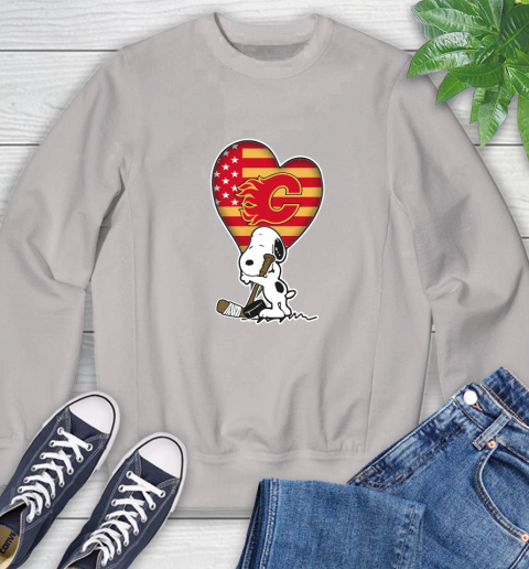 Calgary Flames NHL Hockey The Peanuts Movie Adorable Snoopy Sweatshirt 12