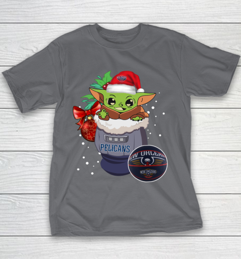 New Orleans Pelicans Christmas Baby Yoda Star Wars Funny Happy NBA Youth T-Shirt 7