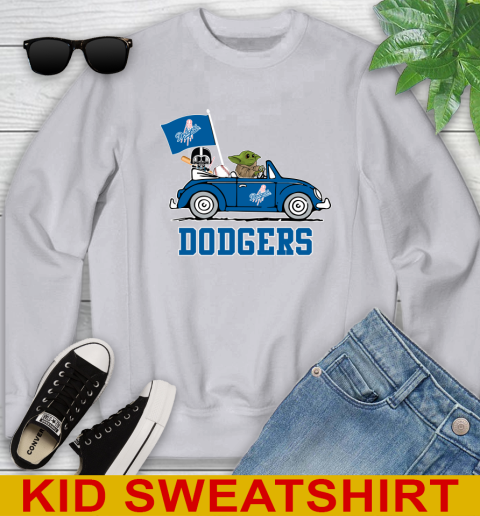 MLB Baseball Los Angeles Dodgers Darth Vader Baby Yoda Driving Star Wars  Shirt Youth Sweatshirt