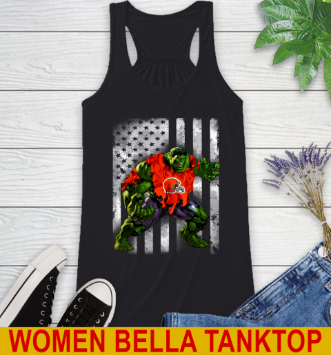 Cleveland Browns Hulk Marvel Avengers NFL Football American Flag Racerback Tank