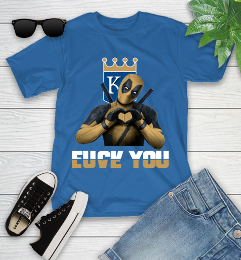 MLB Kansas City Royals Deadpool Love You Fuck You Baseball Sports Youth T-Shirt 27