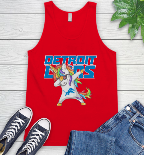 Detroit Lions NFL Football Funny Unicorn Dabbing Sports Tank Top 6