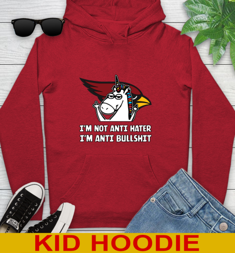 Arizona Cardinals NFL Football Unicorn I'm Not Anti Hater I'm Anti Bullshit Youth Hoodie 11