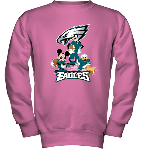 NFL Philadelphia Eagles Mickey Mouse Donald Duck Goofy Football Youth  Sweatshirt 