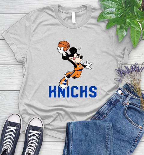 NBA Basketball New York Knicks Cheerful Mickey Mouse Shirt Women's T-Shirt 2