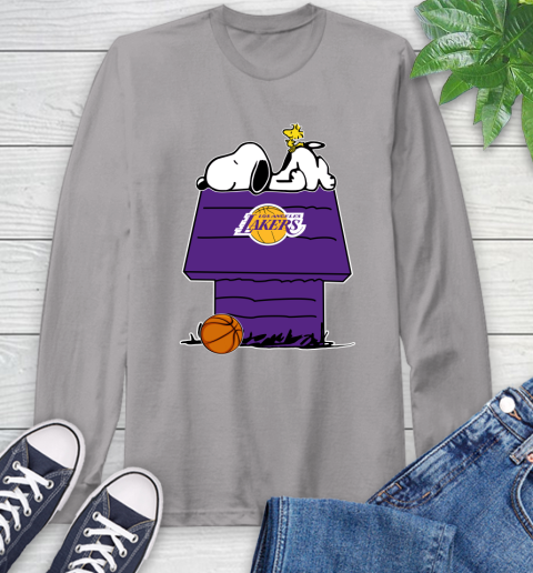 Los Angeles Lakers NBA Basketball Snoopy Woodstock The Peanuts Movie Long Sleeve T-Shirt 6