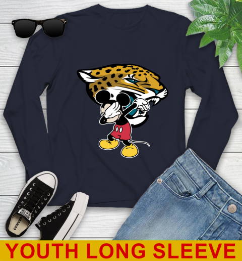 Jacksonville Jaguars NFL Football Dabbing Mickey Disney Sports Youth Long Sleeve 3