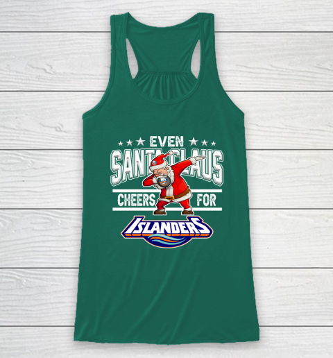 New York Islanders Even Santa Claus Cheers For Christmas NHL Racerback Tank 5