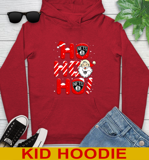 Brooklyn Nets NBA Basketball Ho Ho Ho Santa Claus Merry Christmas Shirt Youth Hoodie 11