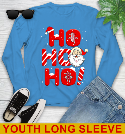 Houston Rockets NBA Basketball Ho Ho Ho Santa Claus Merry Christmas Shirt Youth Long Sleeve 8