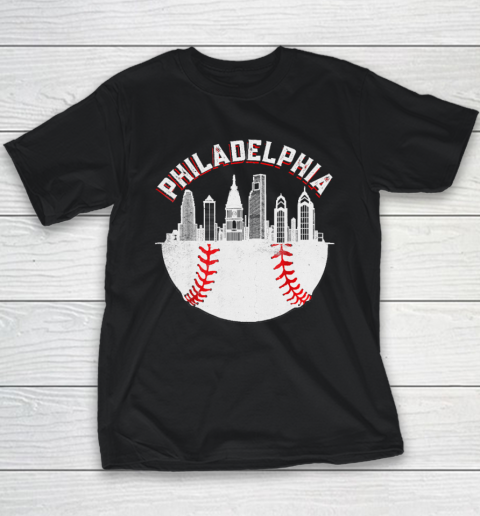 Philadelphia Baseball Skyline Retro Philly Cityscap Youth T-Shirt