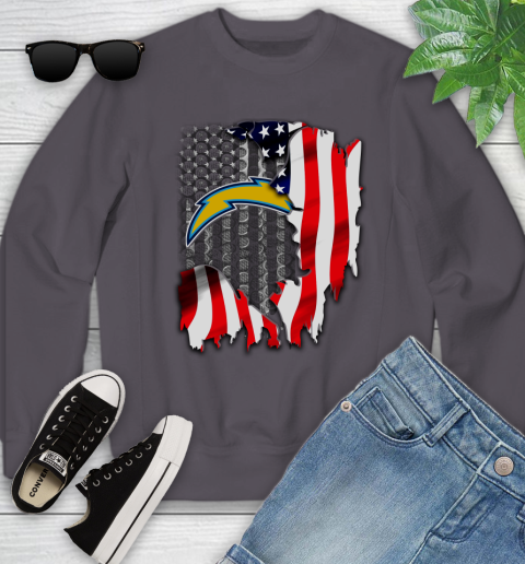 Los Angeles Chargers NFL Football American Flag Youth Sweatshirt 5