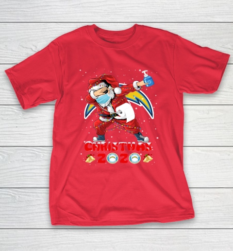 Los Angeles Chargers Funny Santa Claus Dabbing Christmas 2020 NFL T-Shirt 9