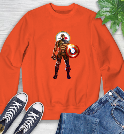 NFL Captain America Marvel Avengers Endgame Football Sports Pittsburgh Steelers Sweatshirt 4