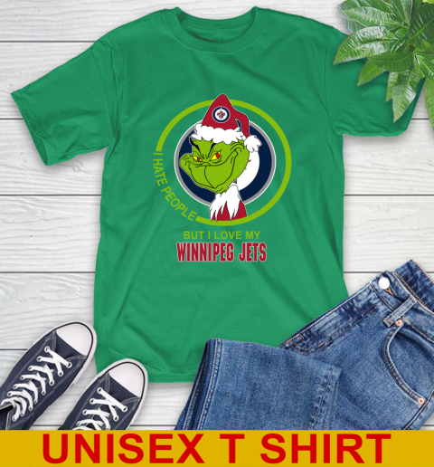 Winnipeg Jets NHL Christmas Grinch I Hate People But I Love My Favorite Hockey Team T-Shirt 7