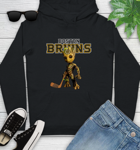 Boston Bruins NHL Hockey Groot Marvel Guardians Of The Galaxy Youth Hoodie 2
