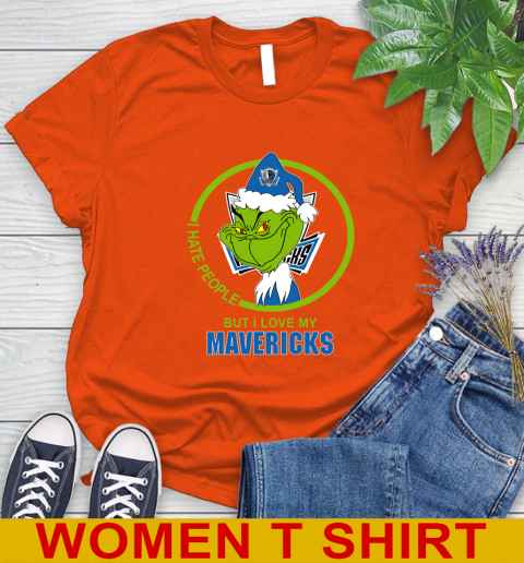 Dallas Mavericks NBA Christmas Grinch I Hate People But I Love My Favorite Basketball Team Women's T-Shirt 4