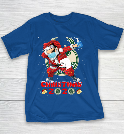 Milwaukee Bucks Funny Santa Claus Dabbing Christmas 2020 NBA Youth T-Shirt 6
