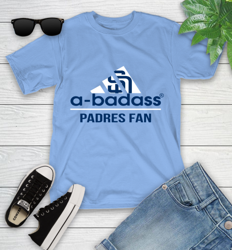 MLB A Badass San Diego Padres Fan Adidas Baseball Sports Youth T-Shirt 15