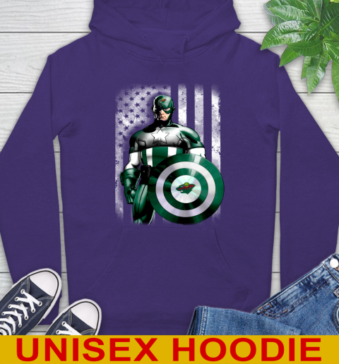 Minnesota Wild NHL Hockey Captain America Marvel Avengers American Flag Shirt Hoodie 5