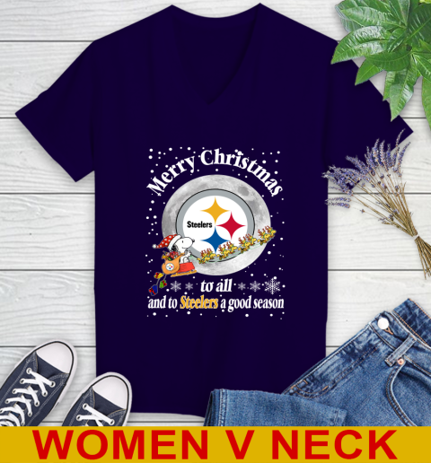 Pittsburgh Steelers Merry Christmas To All And To Steelers A Good Season NFL Football Sports Women's V-Neck T-Shirt 3