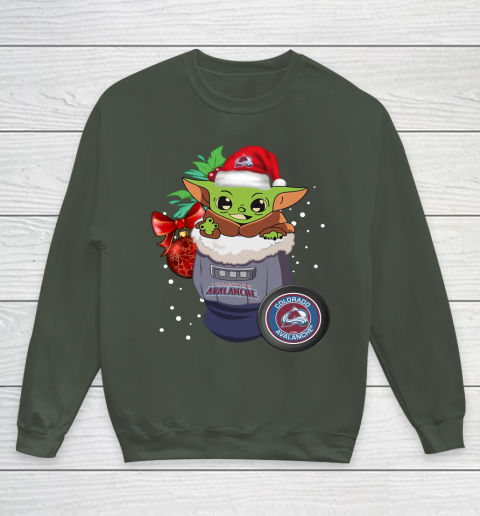 Colorado Avalanche Christmas Baby Yoda Star Wars Funny Happy NHL Youth Sweatshirt 10