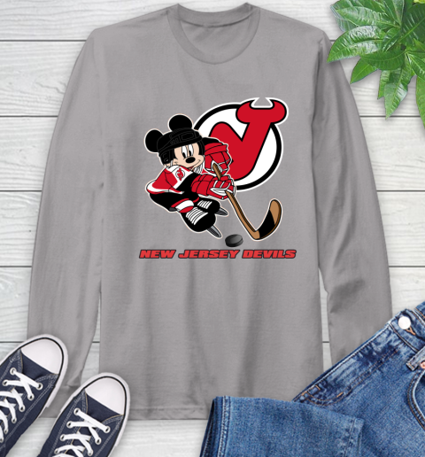 NHL New Jersey Devils Mickey Mouse Disney Hockey T Shirt Long Sleeve T-Shirt 6