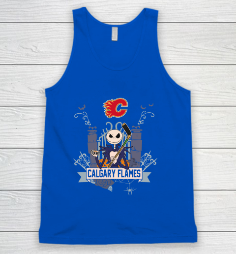 NHL Calgary Flames Hockey Jack Skellington Halloween Tank Top 4