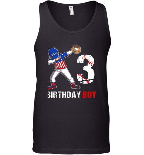 Kids 3 Years Old 3rd Birthday Baseball Dabbing Shirt Gift Party Tank Top