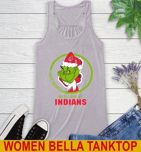 Cleveland Indians MLB Christmas Grinch I Hate People But I Love My Favorite Baseball Team Racerback Tank 5